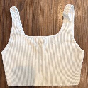 Babaton White Ribbed Crop Top